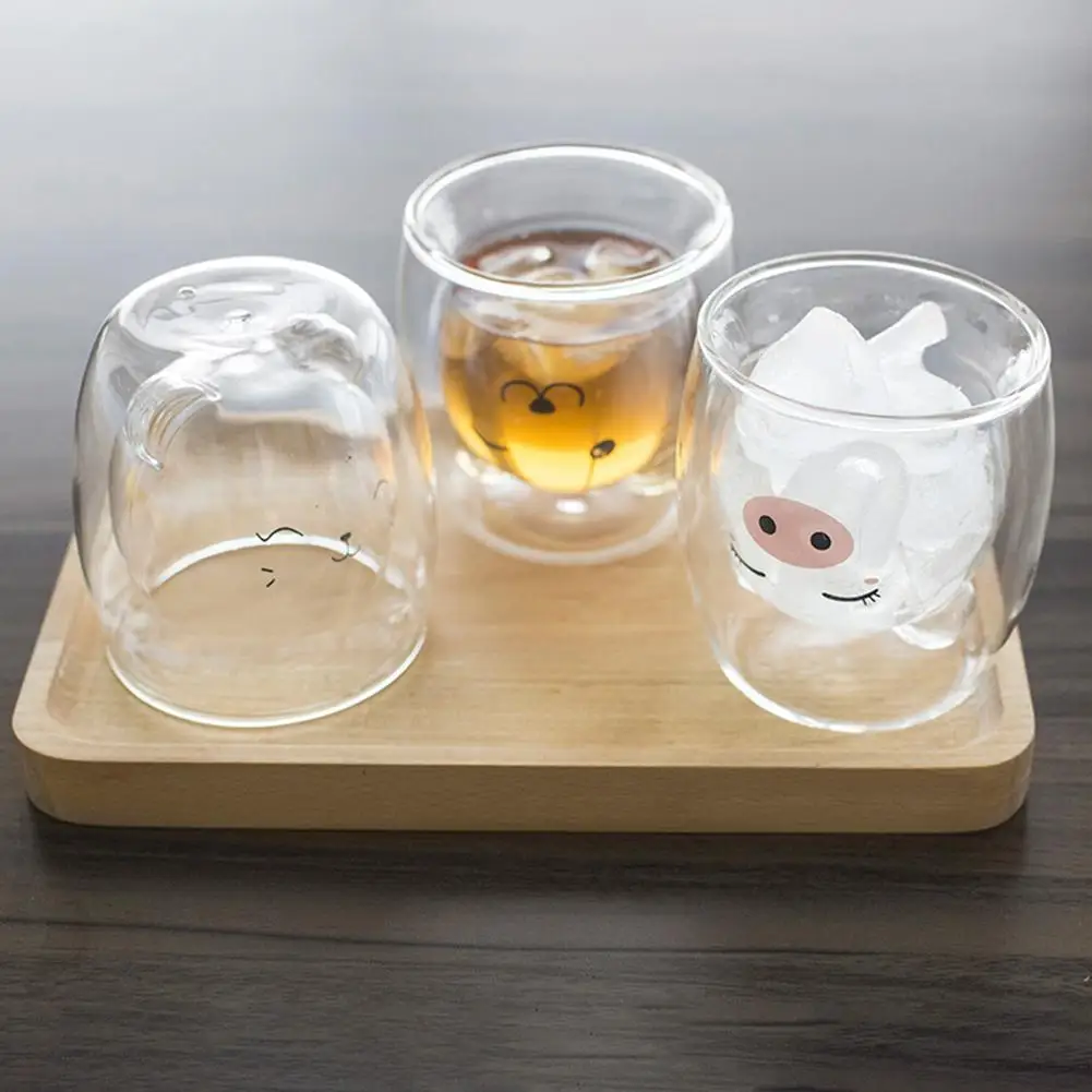 Сетчатая красная креативная стеклянная кружка с изображением животных воды