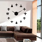 Летающий самолет, истребитель, современные гигантские настенные часы сделай сам, настенные часы-авиаторы, домашний декор