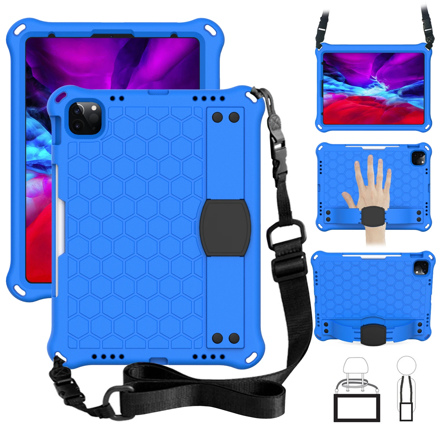 

For Apple iPad Pro 11 inch 2020 Kids Safe EVA Shockproof Stand case Protective Tablet Cover For ipad pro 11" 2018 with strap #H