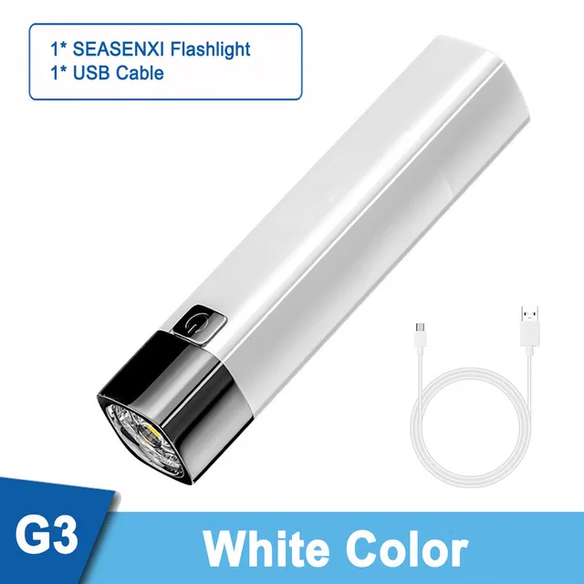 

Mini LED Flashlight USB Rechargable 3 Lighting Mode Waterproof High Spotlight Torch Portable Suit for Outdoor Running Camping