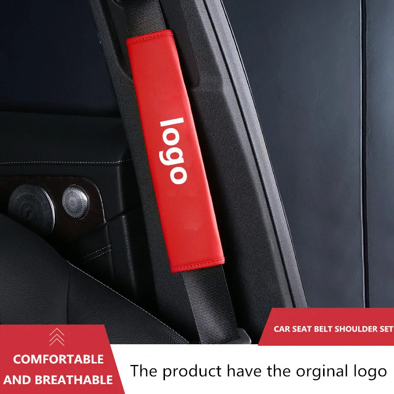 1 Pair Leather Car Seat belt cover Pads Harness Safety Shoulder Strap Back Pack Cushion Covers For Kids FOR Tesla LOGO | Автомобили и