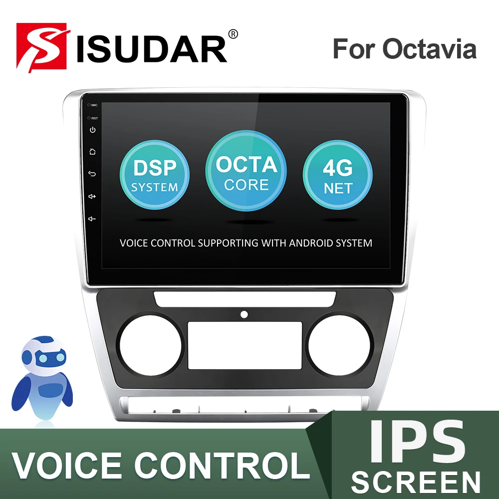 Автомагнитола ISUDAR V57S для Skoda Octavia A5 2009 2010 2011 2012 2013 2 din Android Авторадио Мультимедиа GPS