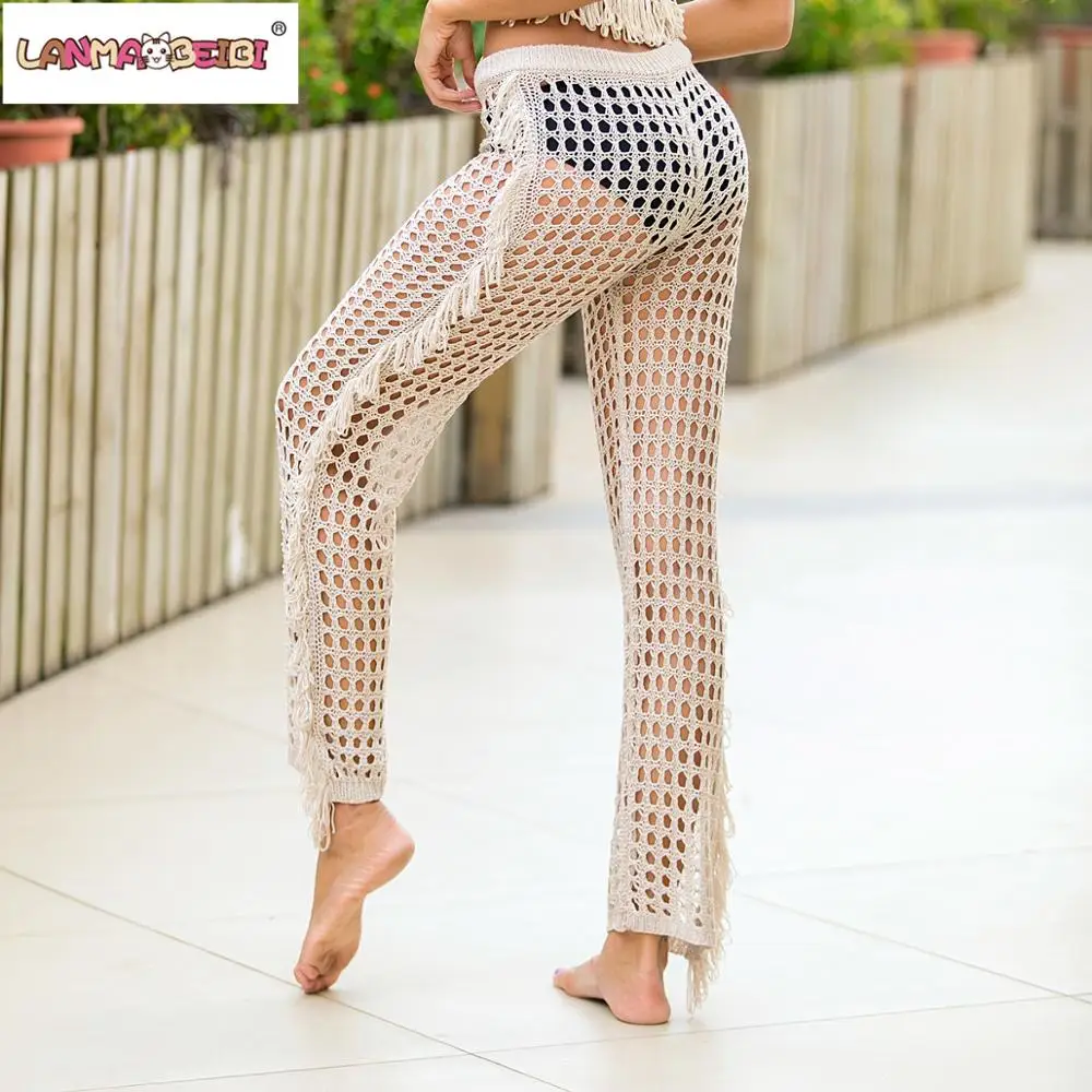 Женские Пляжные штаны сексуальные бикини прикрывает купальник летние широкие