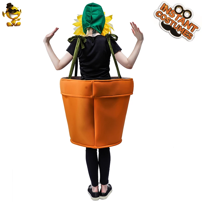 Unisex Adult Cosplay Sunflower Pot Costumes Halloween Party Mascot Tunic Women Fancy Dress Funny Plant Cute Clothing |