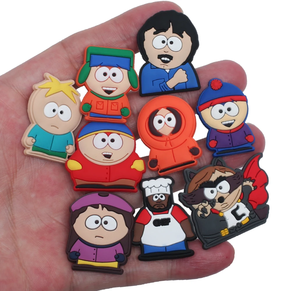 Single Sale 1pcs South Cartoon Park PVC Shoe Decoration Shoe Accessories Croc Charms for Bracelets Backpack Jibz Kid X-mas Gifts