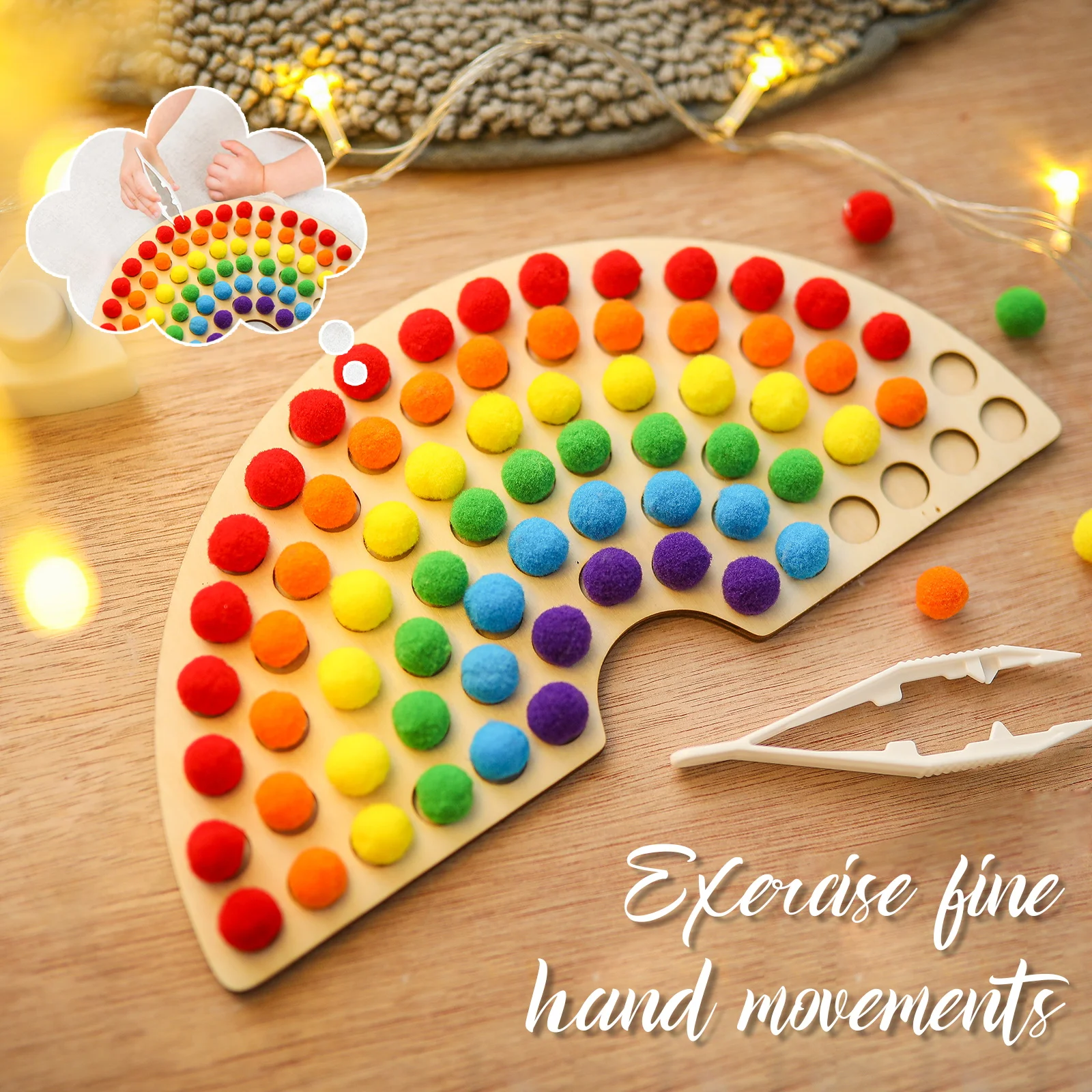 rainbow board wooden toys baby montessori educational toys color sorting sensory nordic wood toys clip beads games gift for kids free global shipping