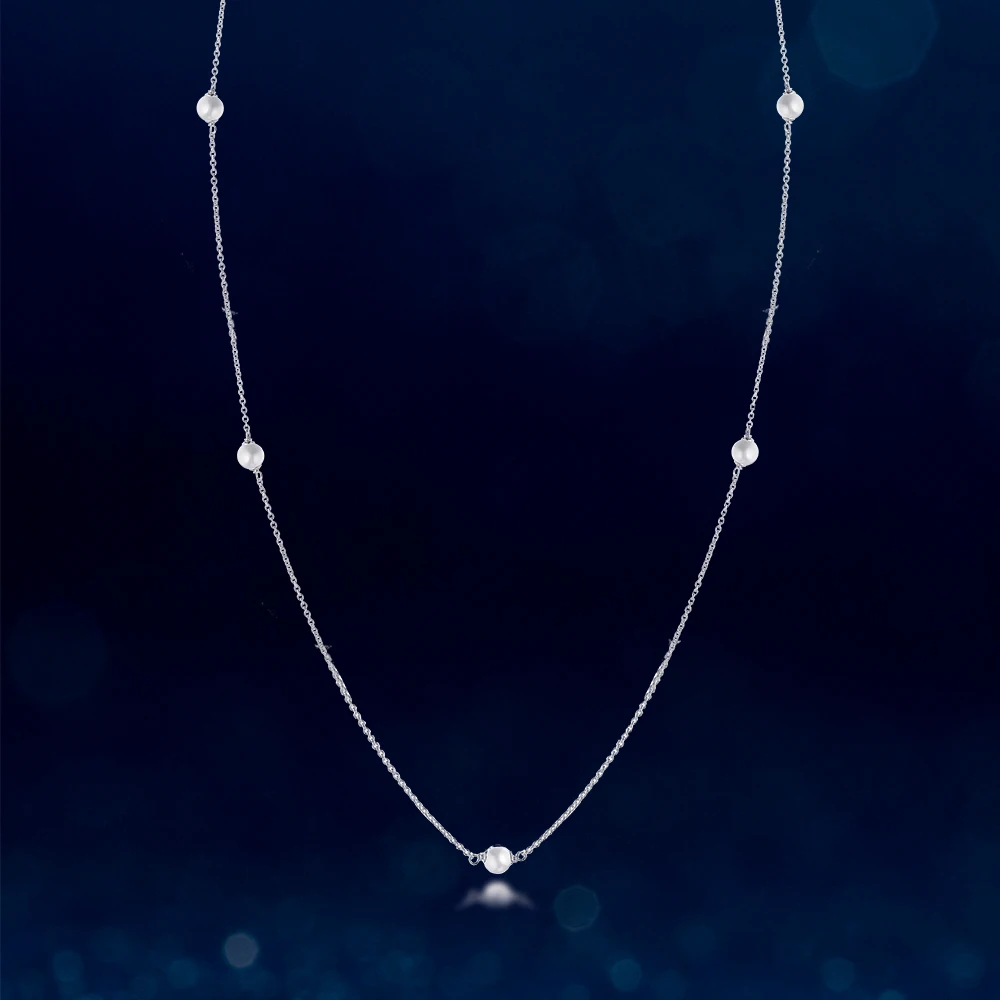 Светящиеся лакомство капель ожерелье 925 пробы серебристый белый жемчуг подвески