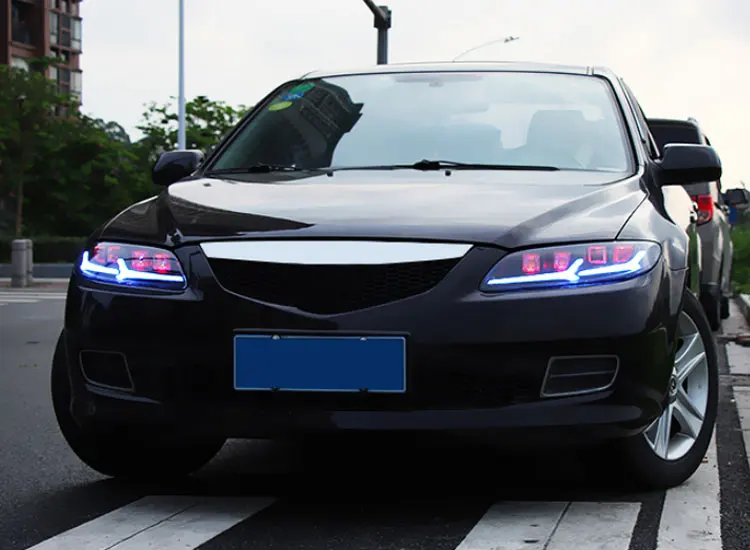 2 шт. автомобильный стиль все-светодиодный фары для Mazda 6 2003-2008 для 6 Головной фонарь светодиодный DRL Объектив двойной луч H7 HID Xenon bi xenon объектив