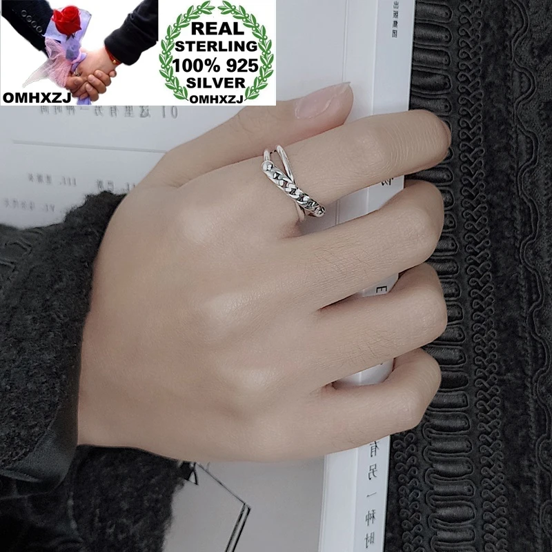 

OMHXZJ Wholesale HC46 European Fashion Fine Woman Girl Birthday Party Gift Vintage Cross 100% 925 Sterling Silver Resizable Ring