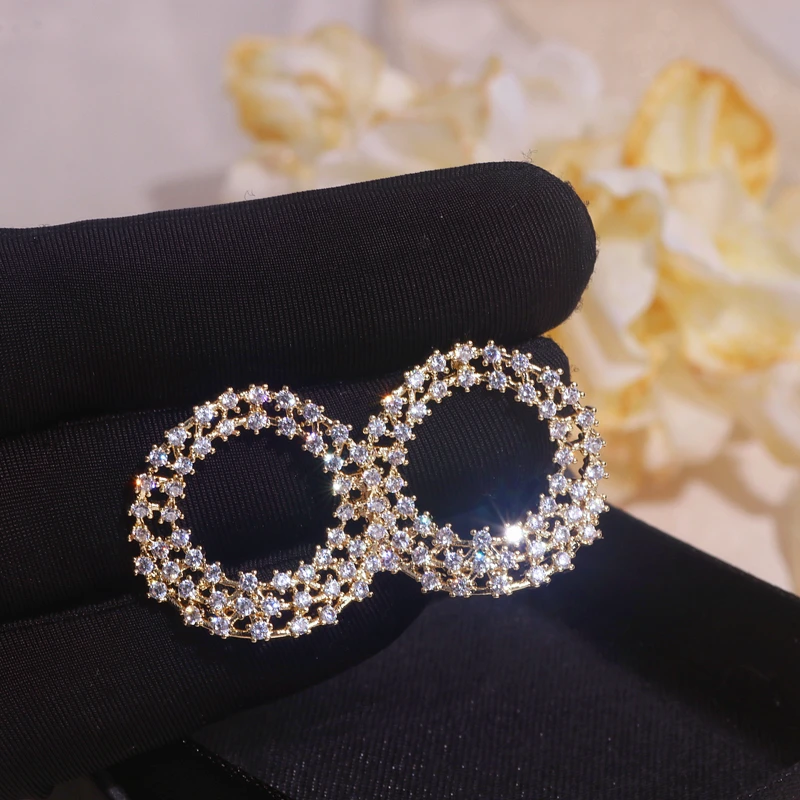 Роскошные блестящие серьги-гвоздики с кристаллами циркона для женщин элегантные