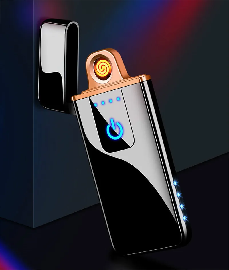Новый мини зарядки USB Зажигалка металлическая Беспламенное ветрозащитное
