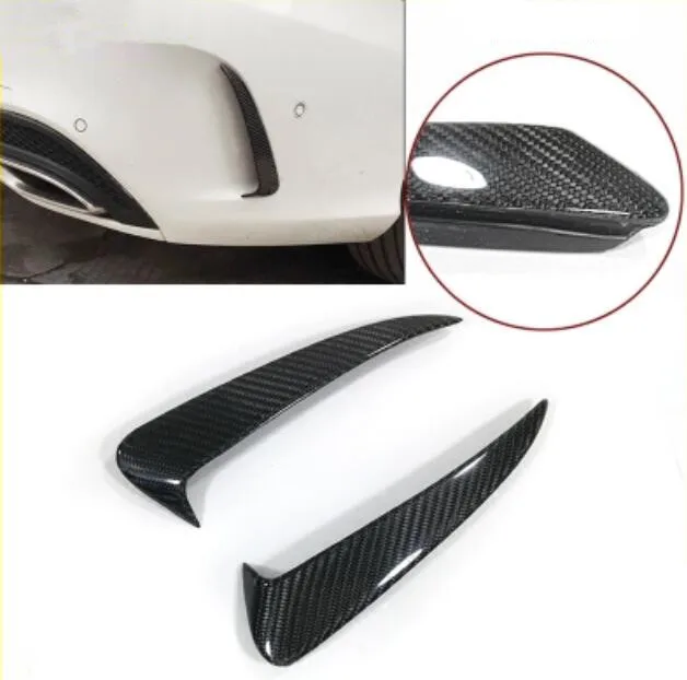 Beli Nyata Serat Karbon Untuk Mobil Depan Bumper Splitter Sisi Angin Pisau Celemek Untuk Mercedes-Benz W205 C180 C200 C260 2015-2019