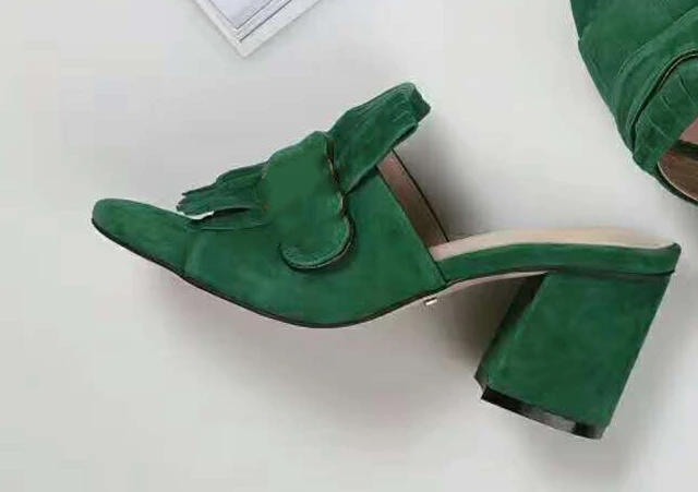 6.5cm green Chueyz/модные летние босоножки; женская обувь из натуральной замши; туфли-лодочки на высоком каблуке; женская обувь с открытым носком; бренды наивысшего качества - Цвет: 6.5cm green