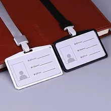 Aluminum Alloy Badge Holders ID Card Holders Work Business Pass Case with Neck Lanyard/Strap Office Supplies