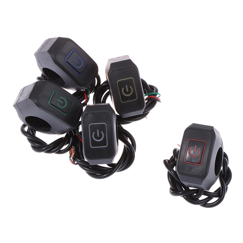 

7/8'' 22mm Motorcycle Handlebar Switch Momentry Buttton For Electric Star Kill Waterproof Control Switch Button with LED light
