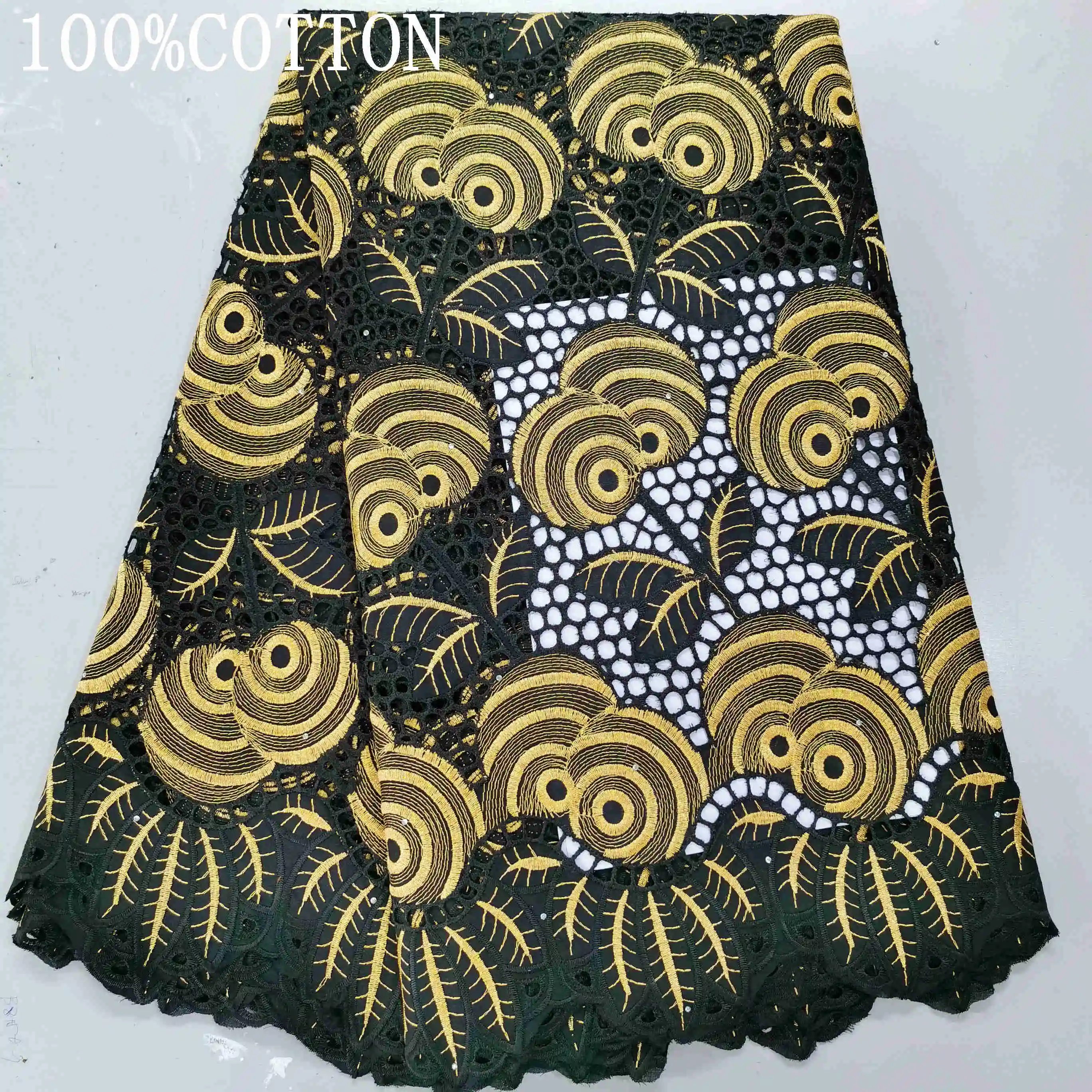 

beautiful nigerian lace fabric 5yards eyelet swiss voile lace fabric good quality cotton lace for clothes A329305