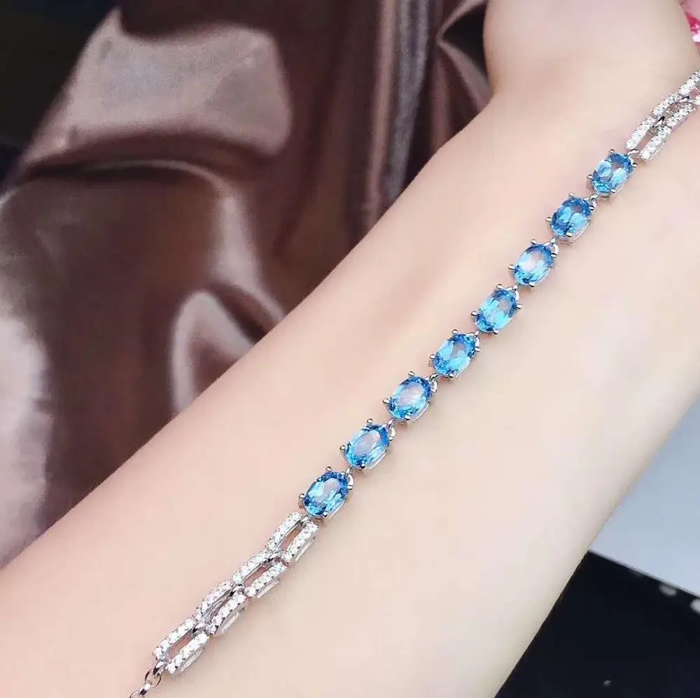 

Topaz chain bracelet 100% Real And Natural Topaz chain bracelet Free shipping Natural real Topaz 925 sterling silver