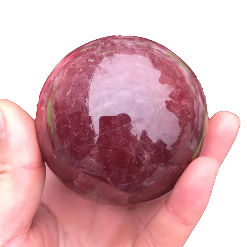

Natural Strawberry crystal quartz rock stone sphere ball red quartz crystal ball for gifts