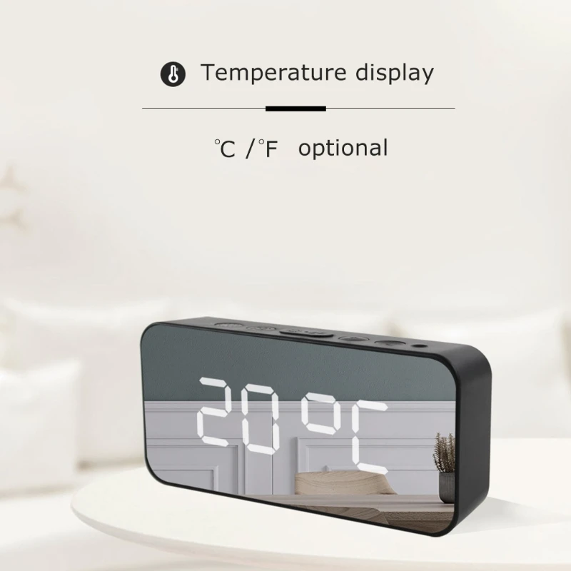 

Double Alarm Charging Mirror Clock Home Decoration for Office School Gift for Family Friends or Partners for Birthdays