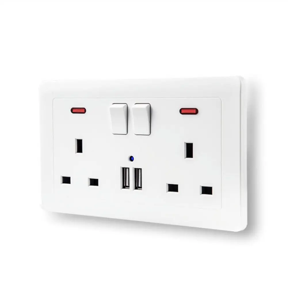 Розетка с Usb настенной розеткой Великобритания двойной разъем 13А с 2 USB смартфон высокоскоростное зарядное устройство пластины электрическая розетка для улучшения дома