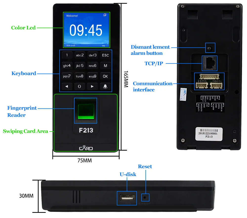 RFID Клавиатура TCP/IP/usb-устройство для считывания отпечатков пальцев система контроля доступа двери биометрическое программное обеспечение DIY Электронный магнитный замок ударный болт замки