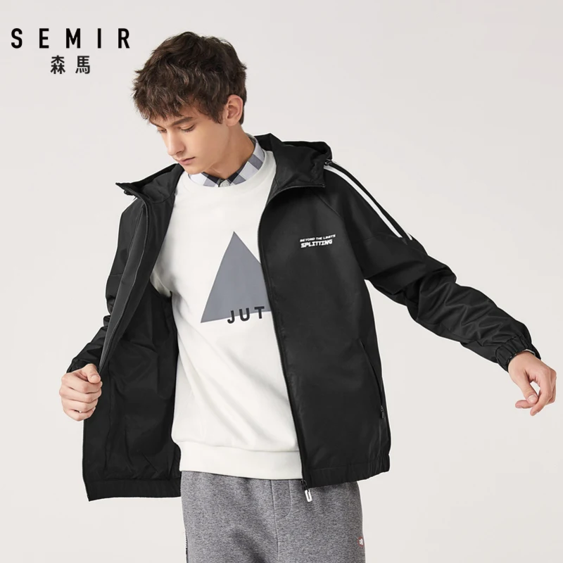 Куртка SEMIR мужская с капюшоном свободная ветровка принтом в гонконгском стиле |