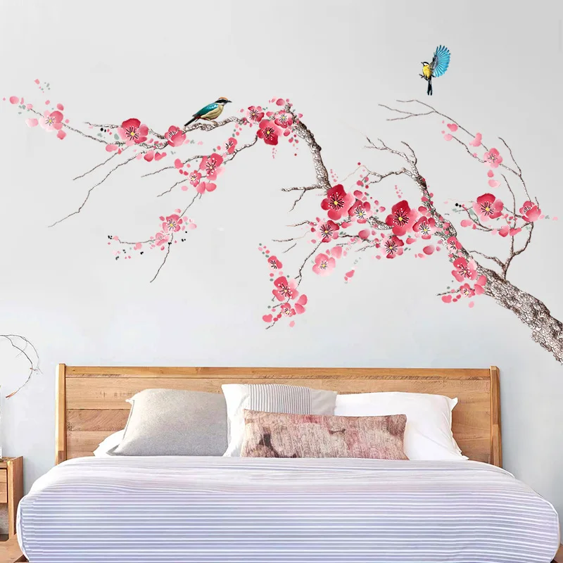 Настенные Стикеры с китайскими цветами винтажный Декор для дома и офиса
