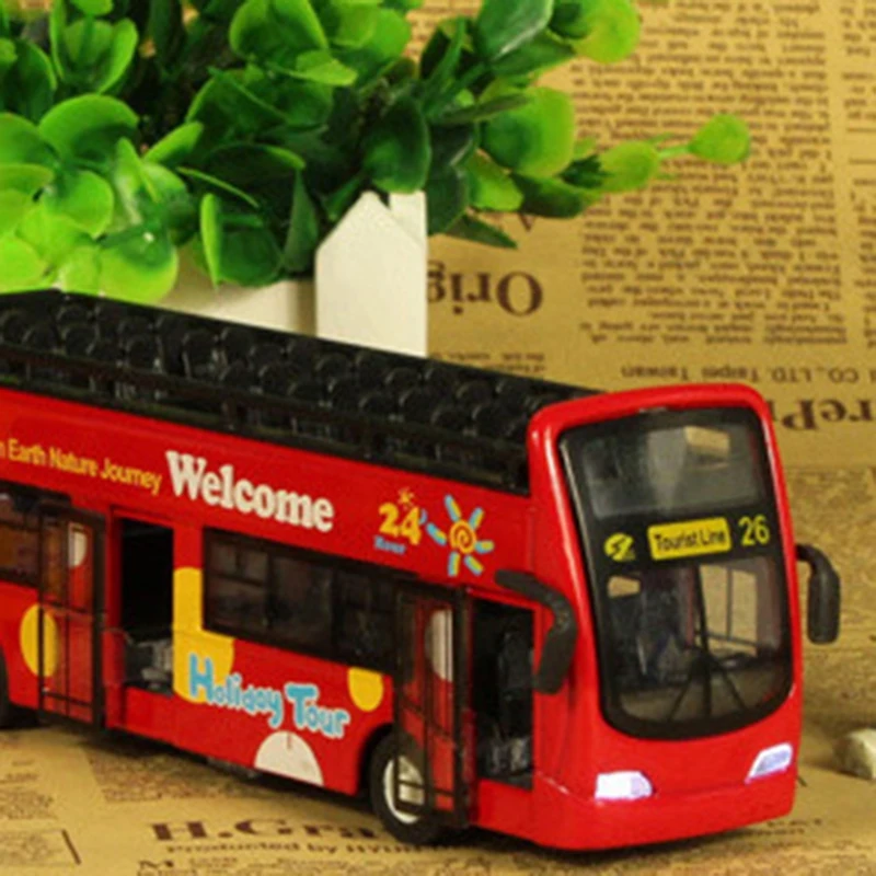 

1:32 Scale Diecast Metal Shuttle Bus Model Boys Gift Alloy Toy with Openable Doors/Music/Light/Pull Back Function