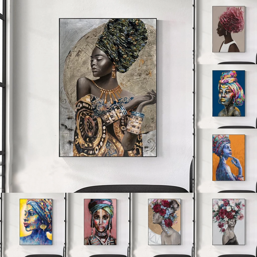 

African Black Woman Graffiti Art Posters and Prints Abstract African Girl Canvas Paintings on The Wall Art Pictures Wall Decor