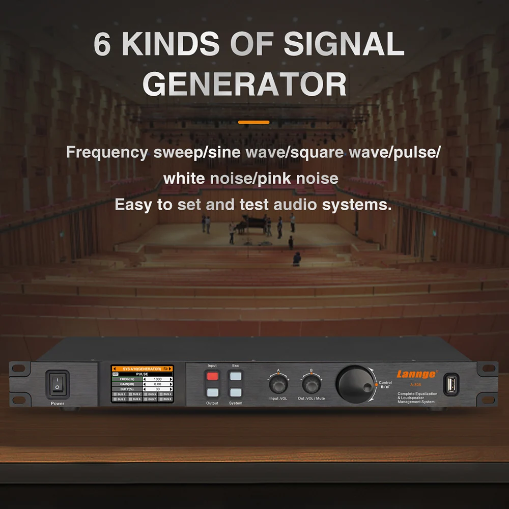 Lannge A-808 8 и SPDIF/Toslink Цифровой аудио процессор ЖК-дисплей сенсорный экран 32bit DSP с USB