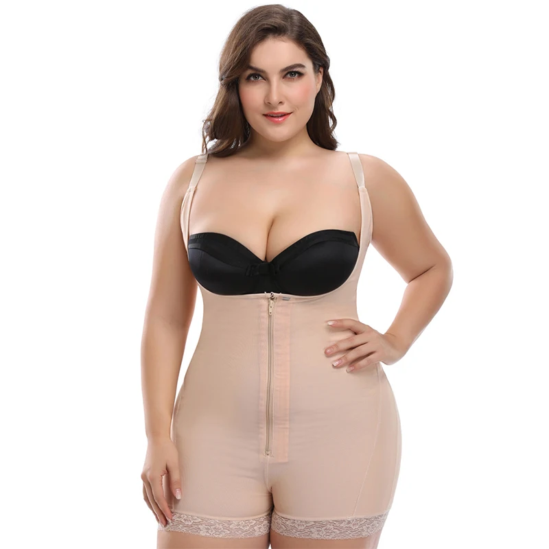 

Plus Size Body Shaper With Side Zipper 4XL 5XL Waist Corsets Skims Female Modeling Strap Women's Lace Bodysuit Reducing Girdles