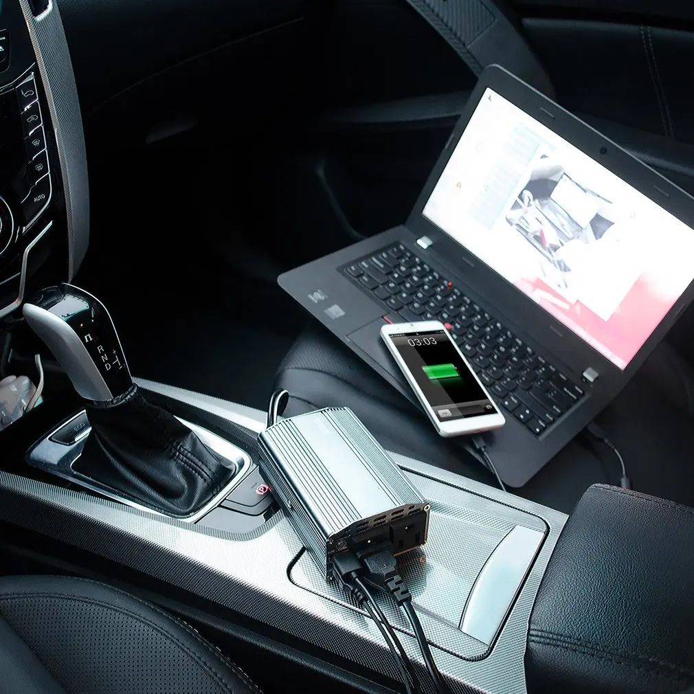 Автомобильный инвертор 400 Вт с 2 выходами и usb портами для зарядки автомобильный