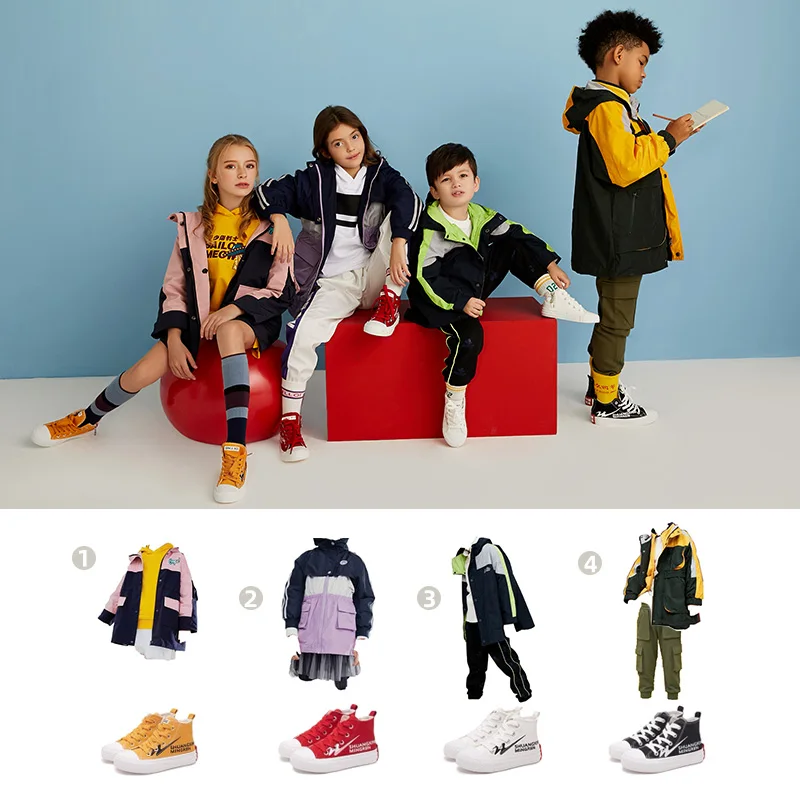 Детская парусиновая обувь с высоким берцем Обувь для мальчиков и девочек