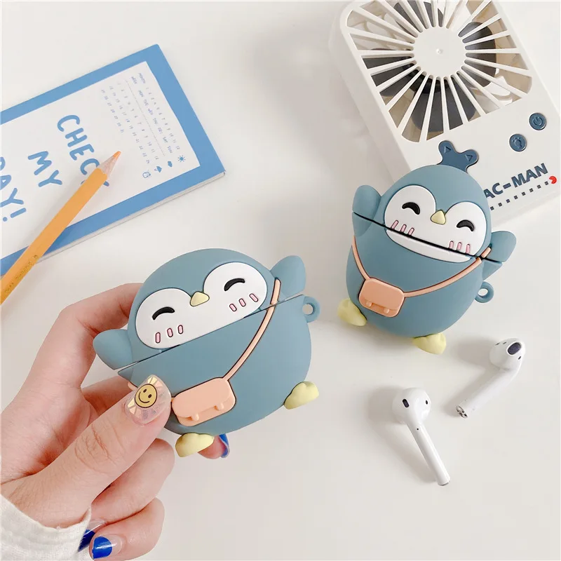 

3D Cartoon Cute Penguin backpack Headhone Case for Huawei Freebuds 4i Headphone Cases Silicone Earphone Cover for Freebuds 4i