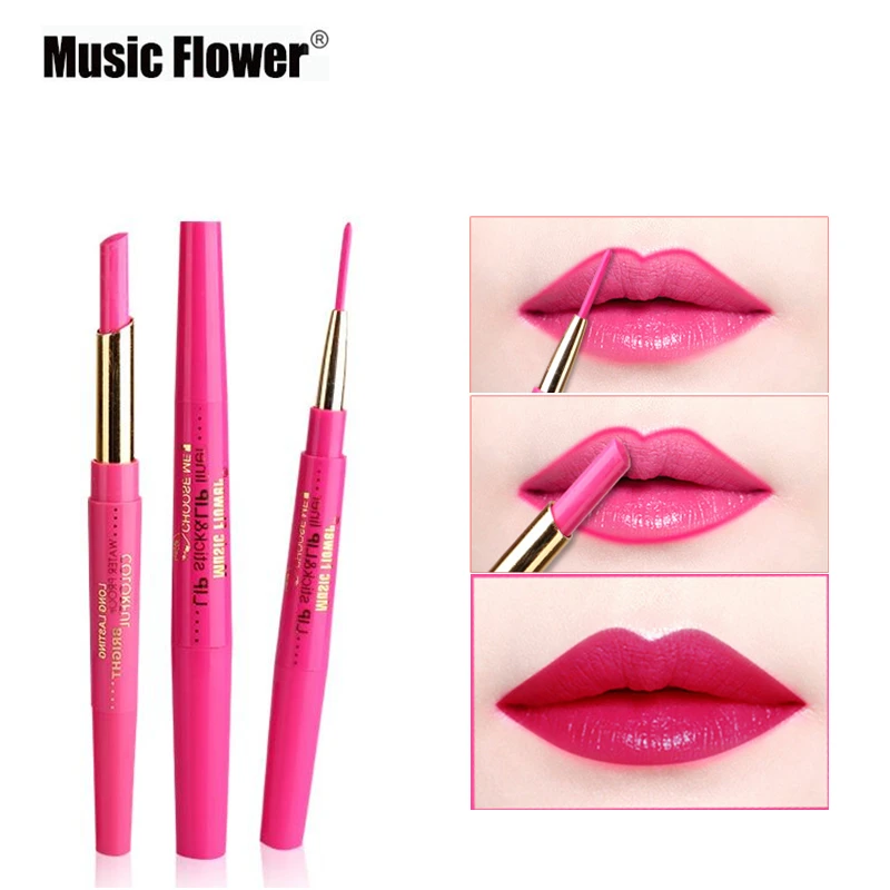 Помада для губ Music Flower 2 в 1 + подводка увлажняющая водостойкая бархатная