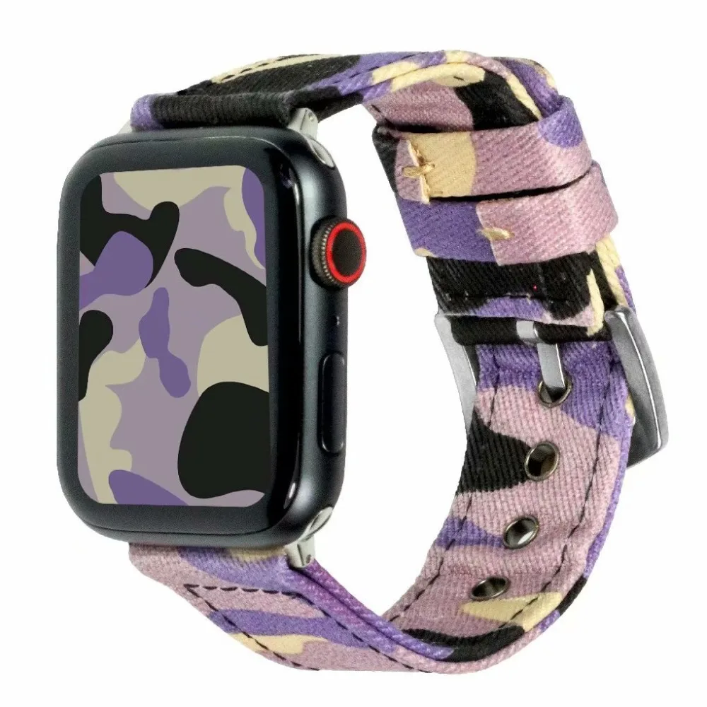 YUKIRIN камуфляж наручные ремень полотно холста для Apple Watch Series 4 3 2 1 нейлоновый ремешок для iwatch мужской 44 мм 42 мм 40 мм 38 мм