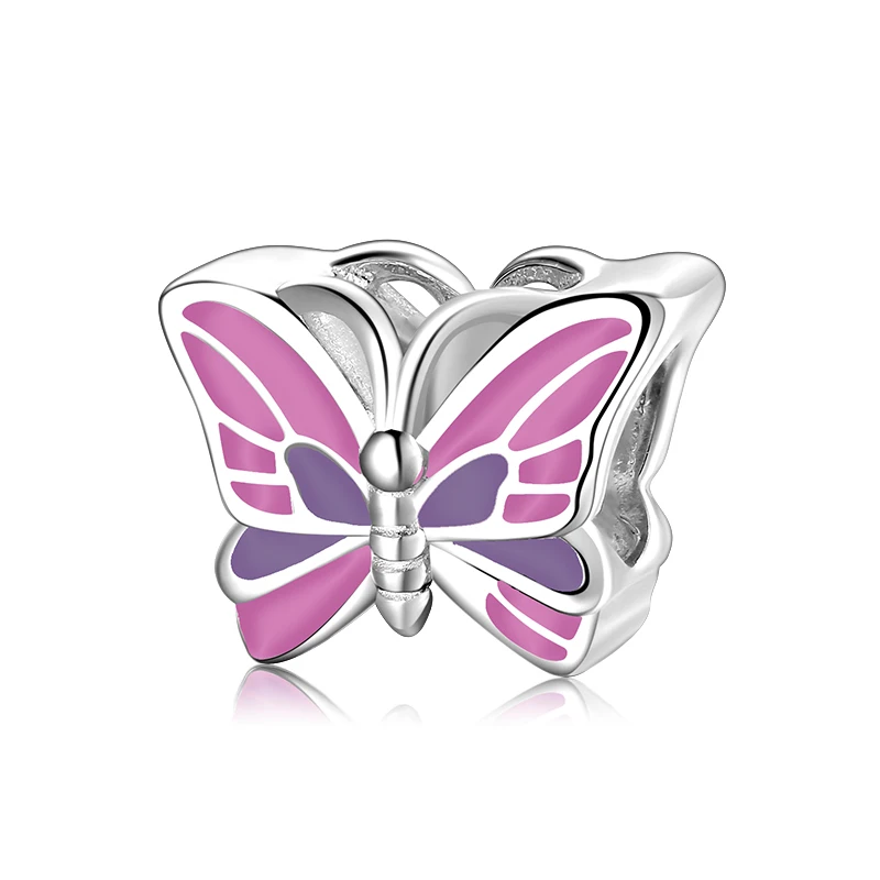 Модные 925 стерлингового серебра Красочные Подвеска с эмалированной бабочкой