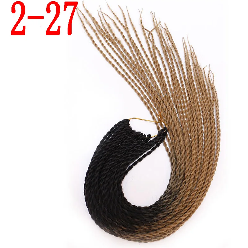 2-27 MERISIHAIR Ombre вязанные косички Сенегальские крученые волосы 24 дюйма 30 корней/упаковка синтетические плетеные волосы для женщин серый синий розовый - Цвет: 2-27
