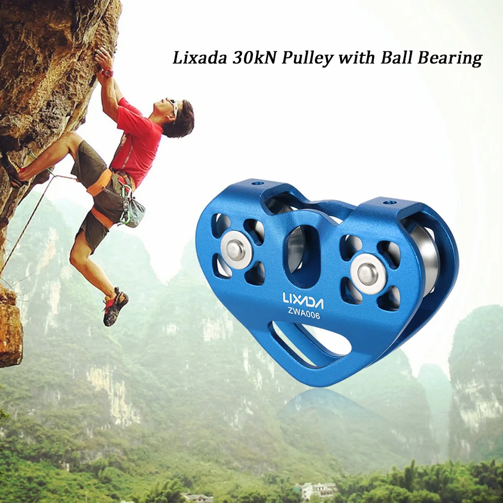 

Lixada 30kN Cable Trolley Pulley with Ball Bearing Outdoor Rock Ice Climbing Accessories Caving Rescue Aluminum Alloy Pulley