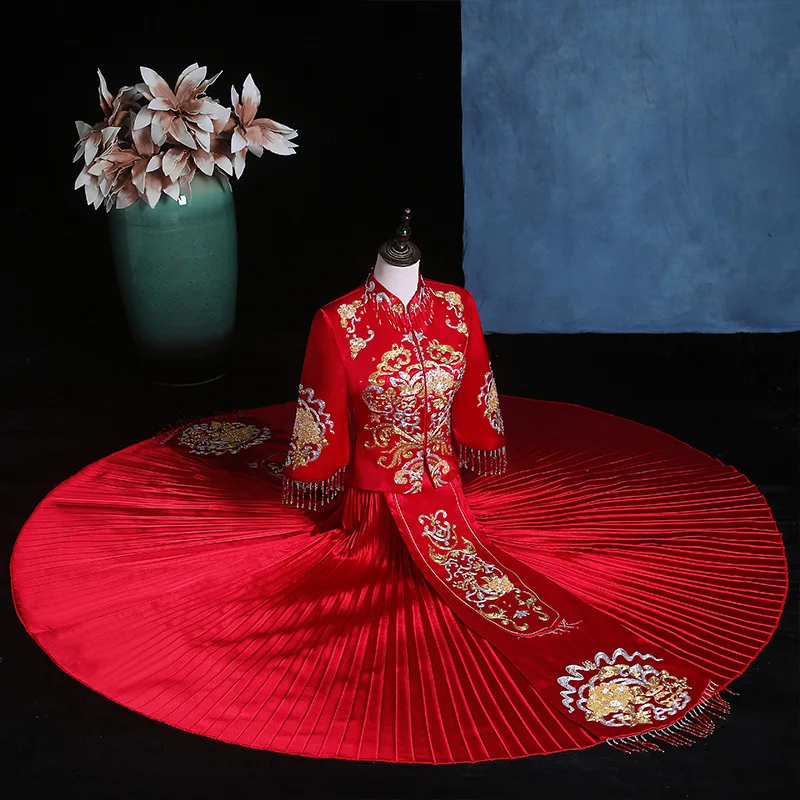 Женское традиционное платье Cheongsam длинное китайское свадебное элегантные