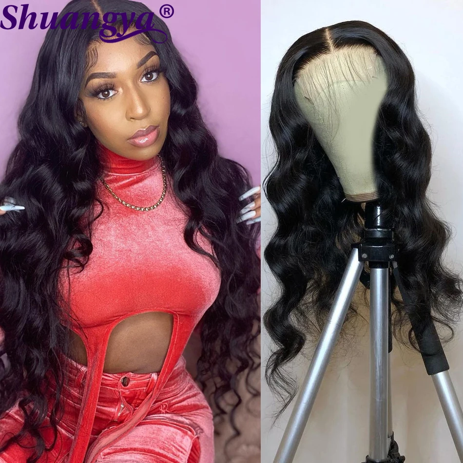 Body Wave Human Hair Wig 28 30 Inch 4x4 Lace Closure Wig Pre Plucked Brazilian Human Hair Wigs For Black Women Shuangya Hair