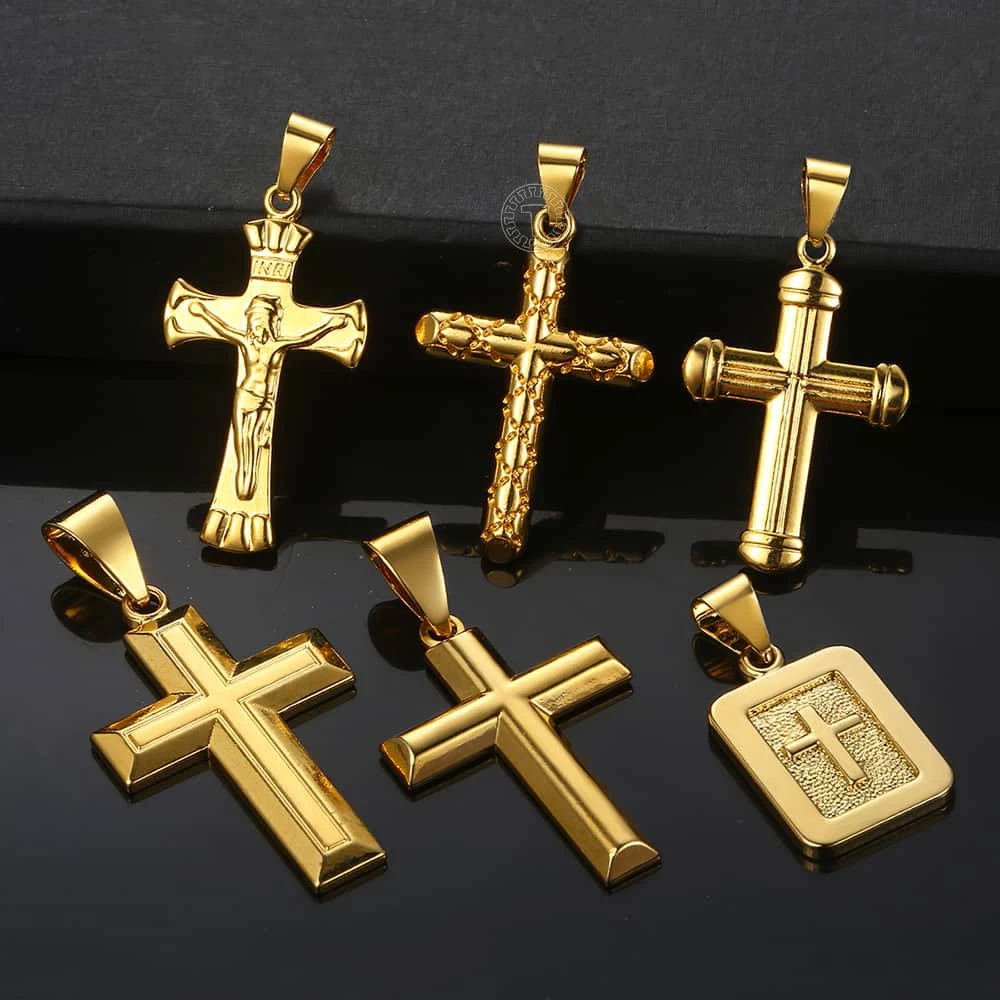 

Crucifix Jesus Cross Pendant For Men Women Gold Color Christian Pendants Woman Jewelry Gifts Dropshipping Wholesale LGPP01
