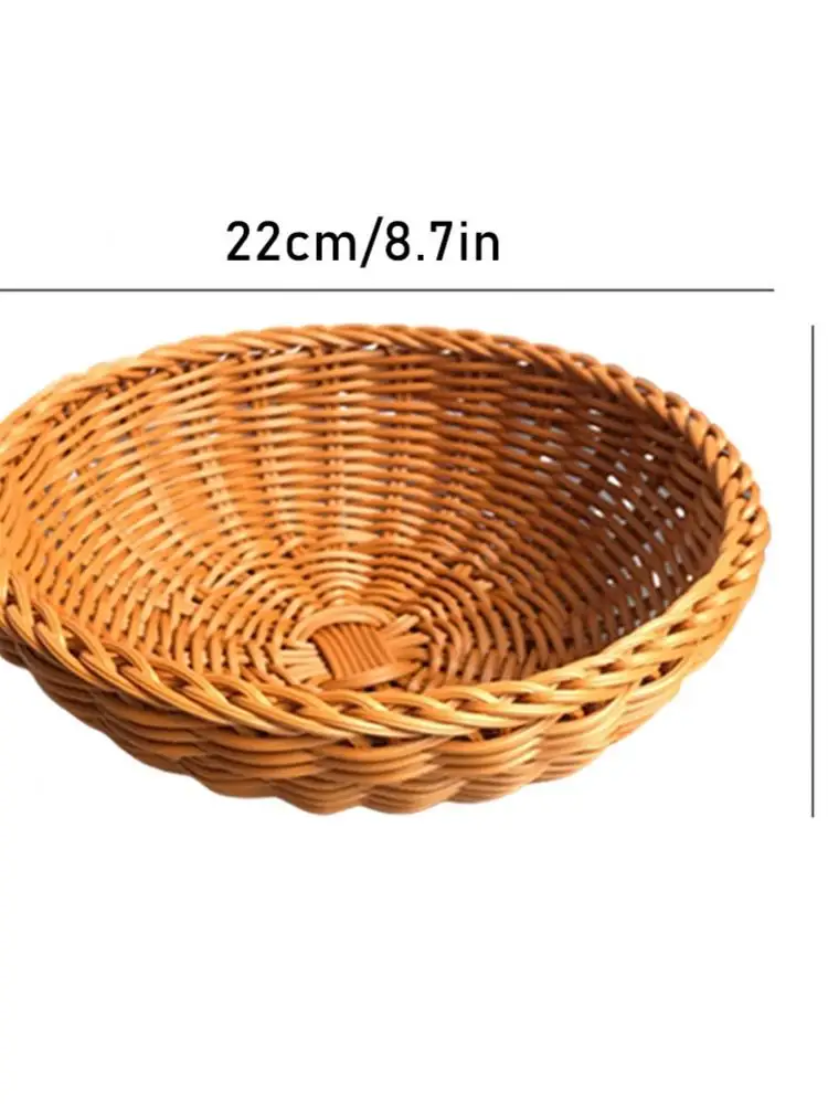 

Round PP For Coffee Tea Breakfast Drink Snack For Coffee Tea Fruit Food Storage Platters Basket HandwovenPlate