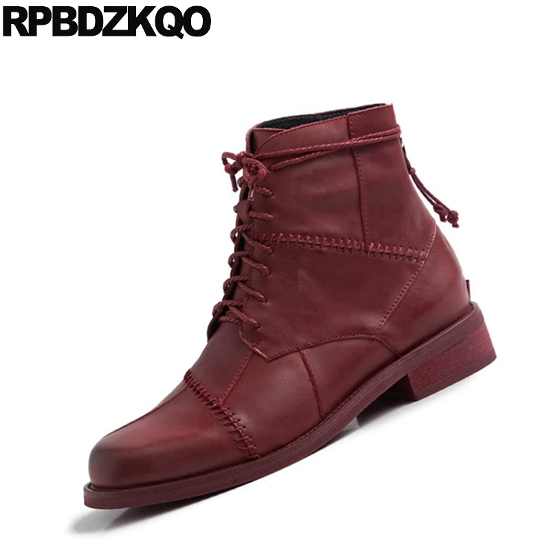 Коренастый Осенняя ботильоны на низком каблуке из натуральной кожи осень зима