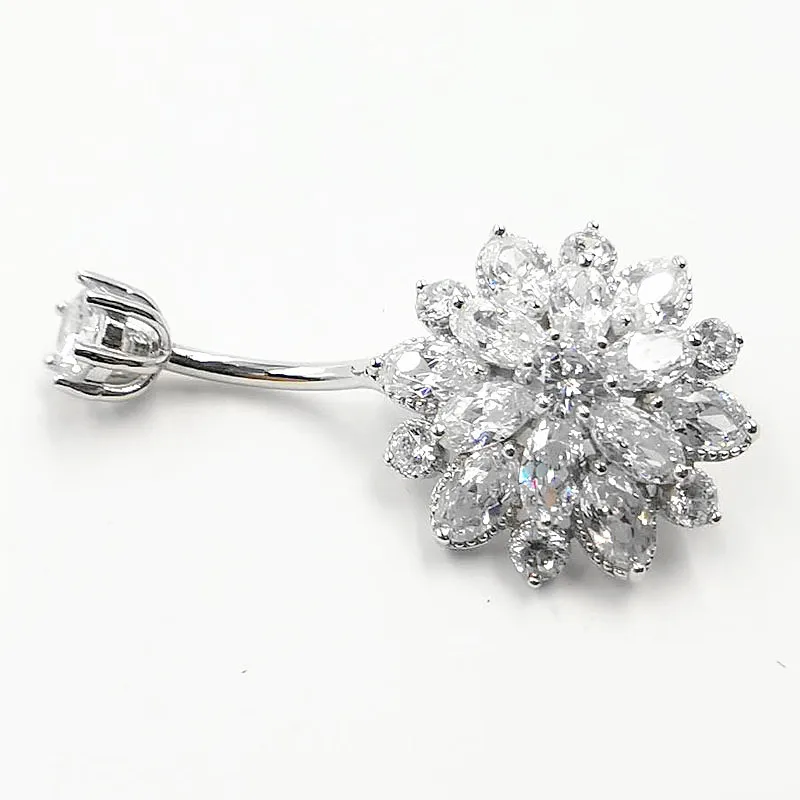 HelloLook 925 пробы серебро с рисунком &quotПодсолнух&quot кольцо пупка блестящее