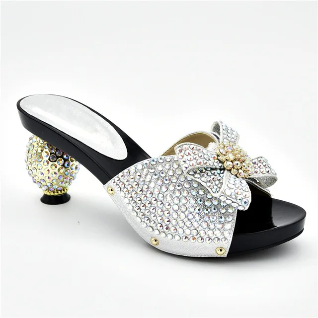 Sliver shoes only Новое поступление, итальянские вечерние туфли и сумочка в комплекте для женщин, роскошная дизайнерская обувь для женщин, женские вечерние туфли-лодочки в нигерийском стиле с сумочкой - Цвет: Sliver shoes only