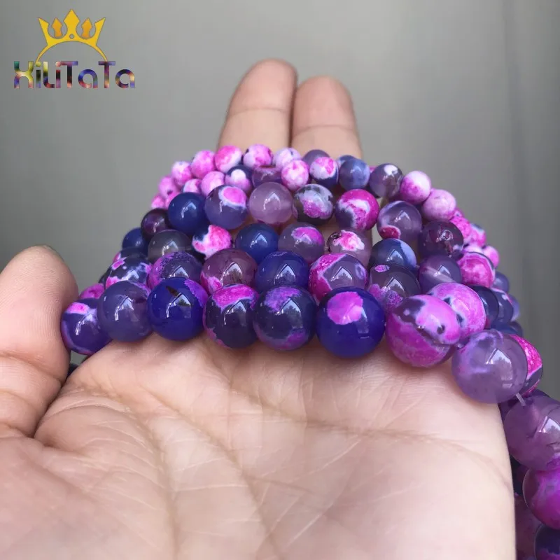 Natural Stone Purple Fire Agates Beads Round Loose Spacer Bead 15''Strand 6/8/10mm For Jewelry Making DIY Bracelets Necklace |