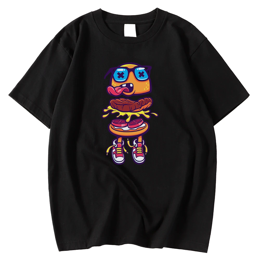 

Lovely Delicious Hamburger Man Printing Clothing Sleeve Man T-Shirt Summer Tee Shirt Short T-Shirts Male Kohpweran