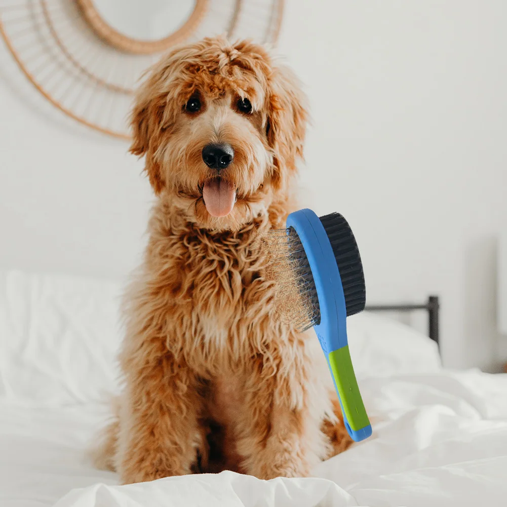

Double Faced Pet Dog Comb Long Hair Brush Plastic Handle Puppy Cat Massage Bath Brush Multifunction Pet Grooming Tools