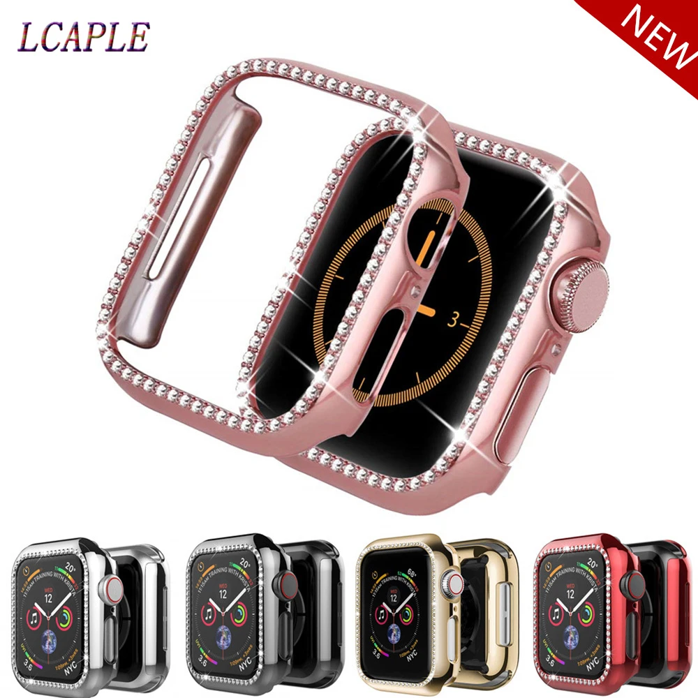 Блестящий чехол для Apple watch series 6 se 5 4 44 мм 40 Алмазная Защитная крышка экрана бампер
